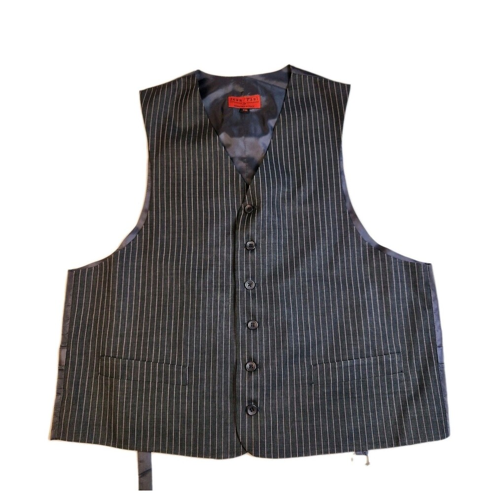 Vintage Jean Paul Pinstripe Formal Vest Men 44R Gray Made in Italy 1990s Archive